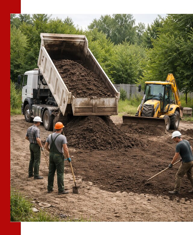 Доставка и укладка грунта для выравнивания участка в Кызыле