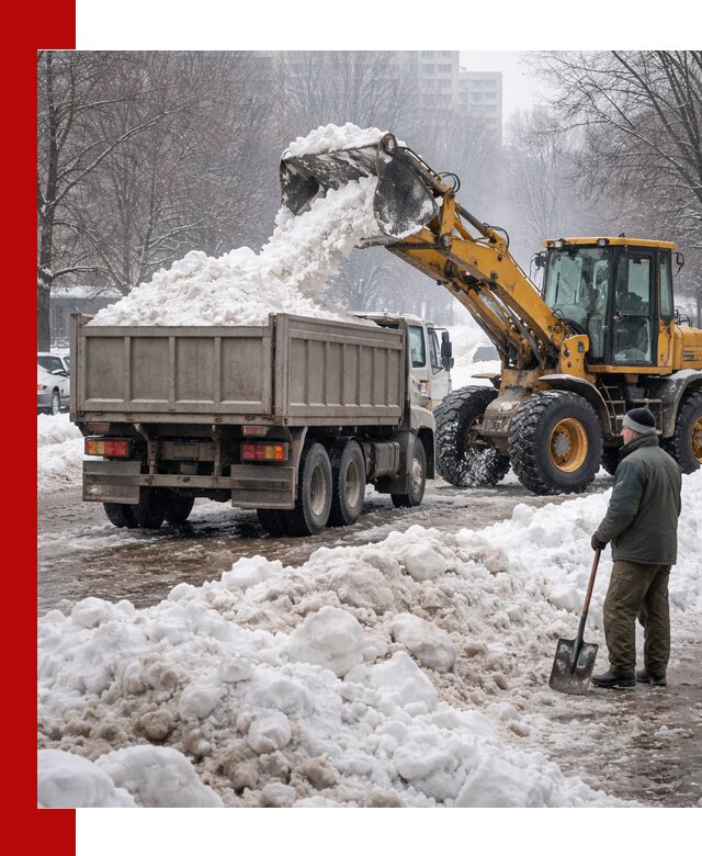 Вывоз снега грузовой техникой в Кызыле оперативно и чисто