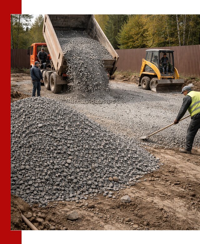 Отсыпка участка щебнем с доставкой и уплотнением в Кызыле